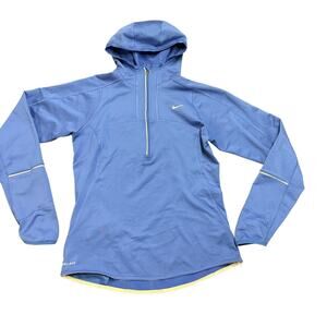Nike Womens cobalt blue hoodie top dri-fit fleece lined Size small